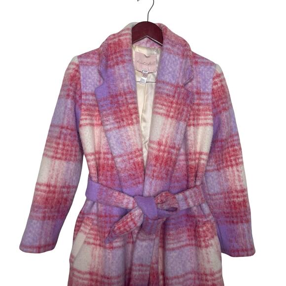 Hutch Pink White Plaid Tie-Waist Kat Coat Sz XS - Picture 4 of 8